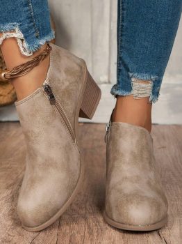 Philippine Gray Tulip Opening Suede Ankle Boots