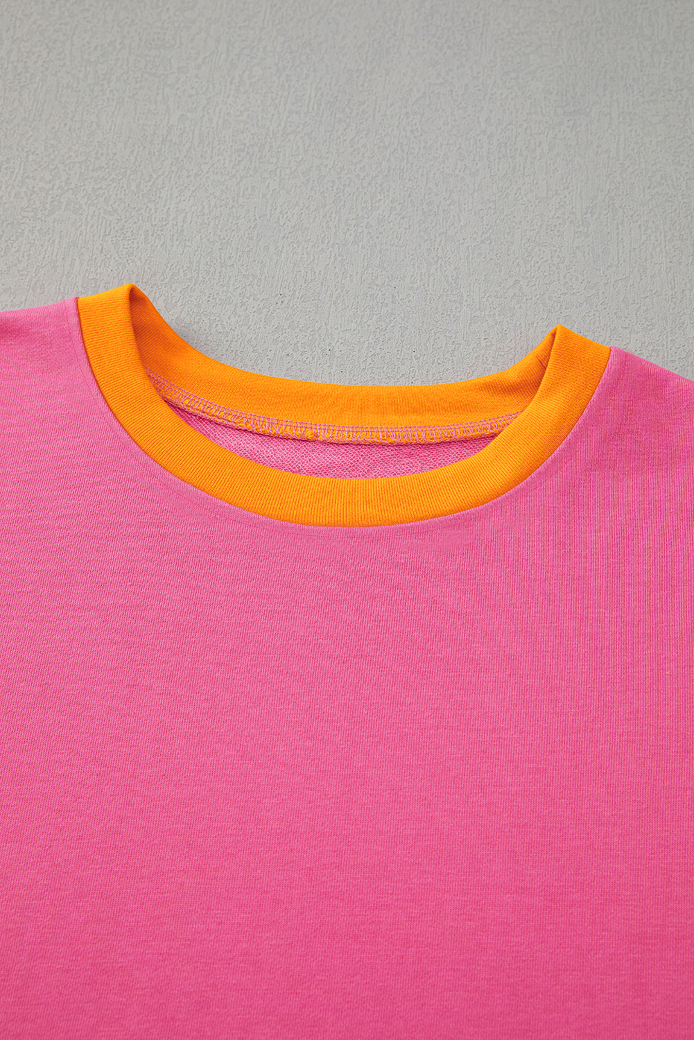 Rose Red 2pcs Color Block Pullover Loose Pant Set - Image 7