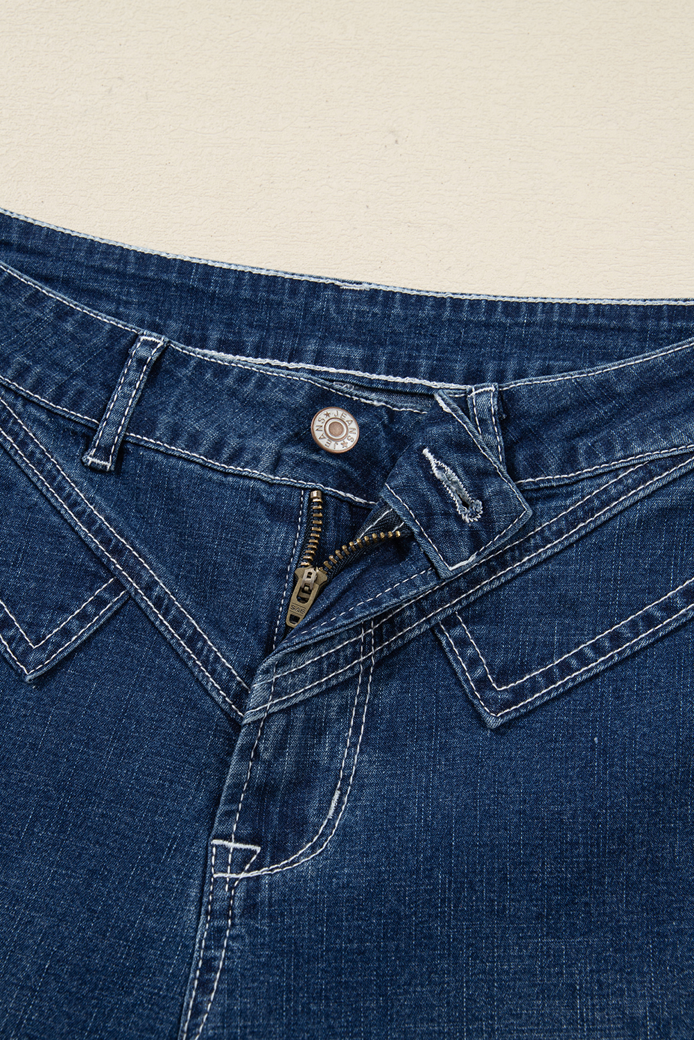 Sail Blue Stitched Waist Detail Loose Cuffed Jeans - Image 10