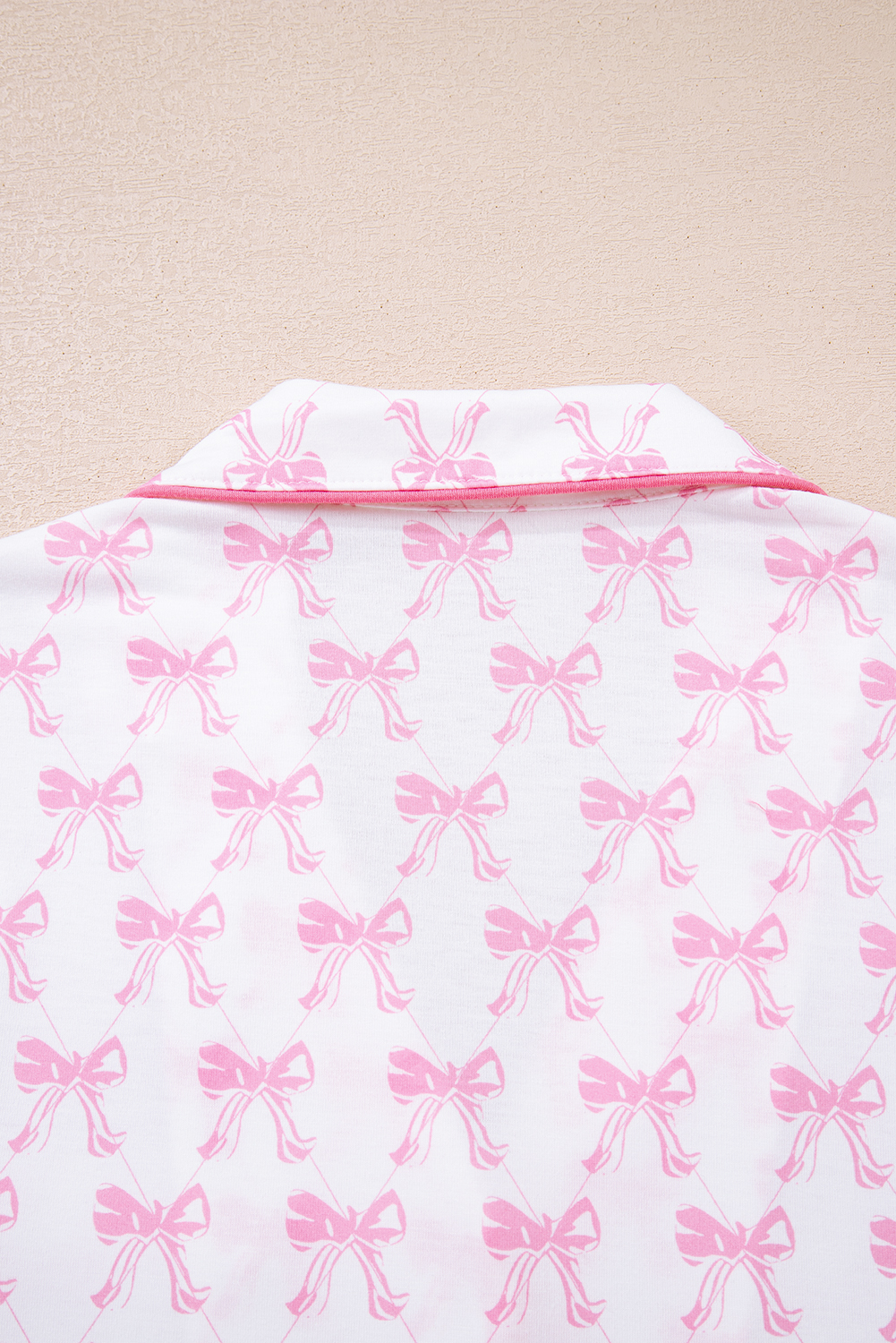 Pink Bow Print Long Sleeve Shirt and Pants Soft Pajama Set - Image 6