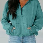 Canton Half Zip Kangaroo Pocket Mineral Wash Baggy Hoodie