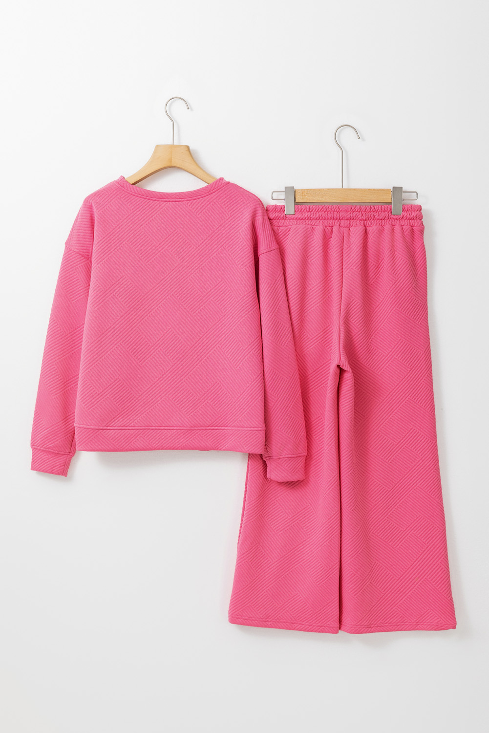 Strawberry Pink Ultra Loose Textured 2pcs Slouchy Outfit - Image 3