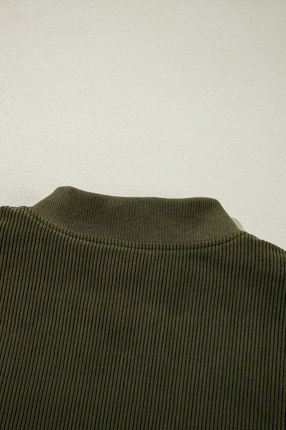 Mist Green Corduroy Fleece Patchwork Buttoned Bomber Jacket - Image 8