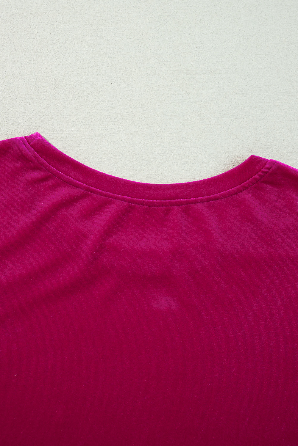 Rose Red Solid Velvet Ruffled Two Piece Pants Set - Image 7