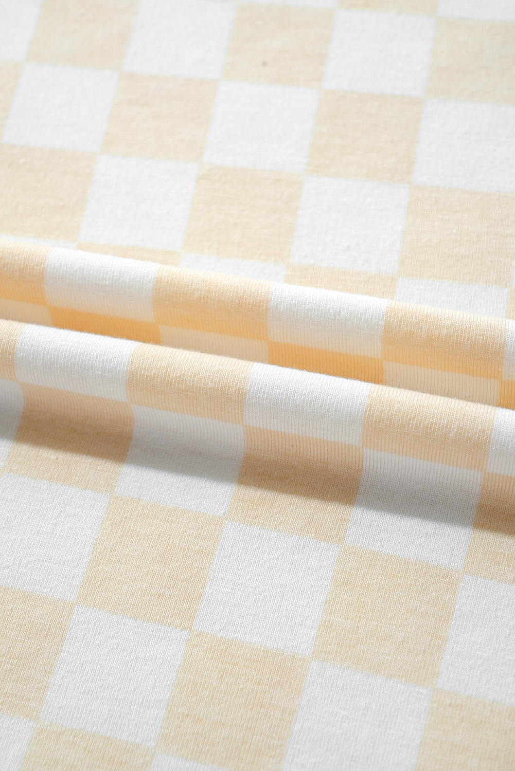 Beige Checkered Print Long Sleeve Top and Pants Lounge Set - Image 7