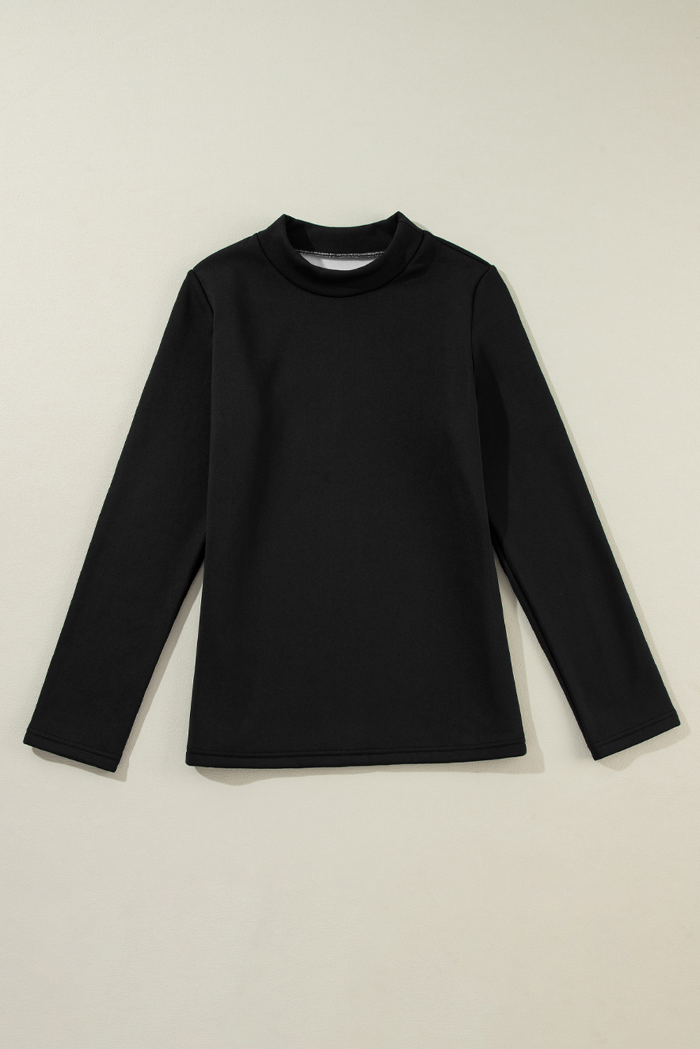 Black Mock Neck Thermal Lined Long Sleeve Tee - Image 7