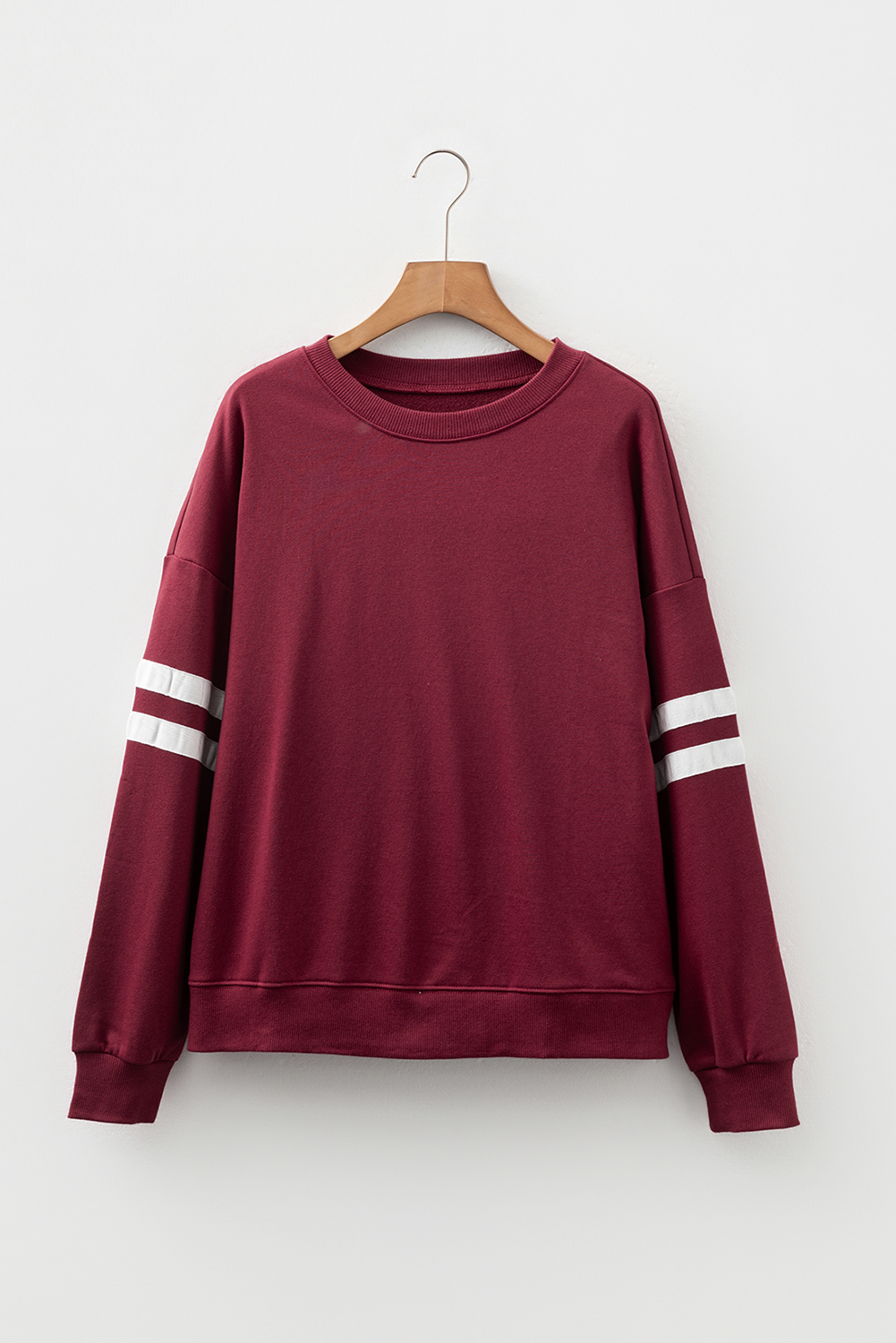 Red Dahlia Varsity Striped Detail Drop Shoulder Oversized Sweatshirt - Image 2