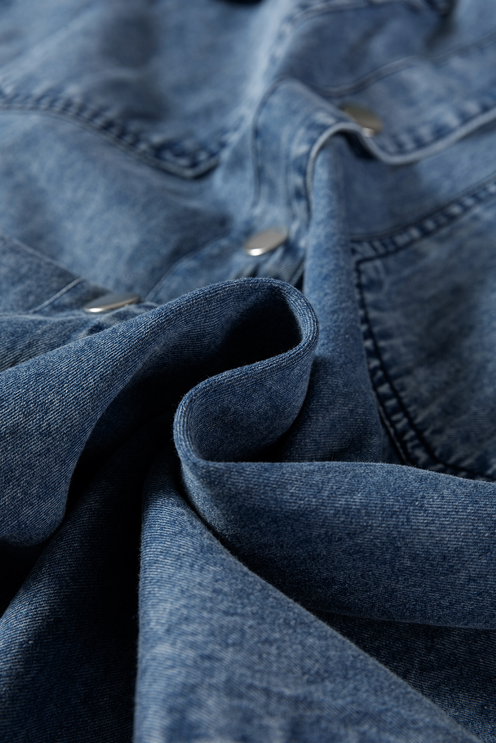 Blue Beau Chest Pocket Raw Hem Denim Loose Shirt Dress - Image 9