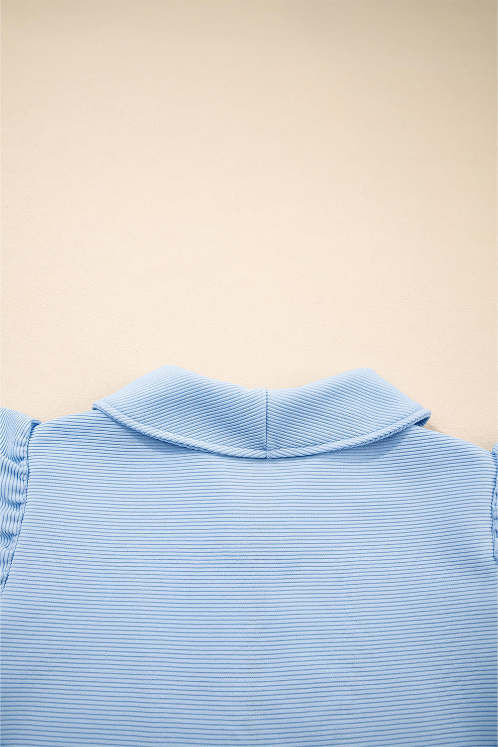 Beau Blue Textured Ruffled Sleeve Zipped Top and Wide Leg Pants Set - Image 7