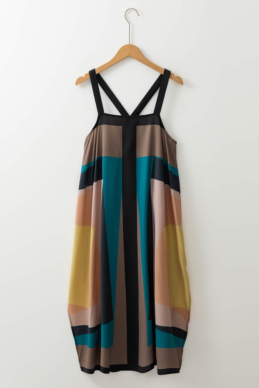 Brown Retro Geometric Printed Y Back Sleeveless Dress - Image 7