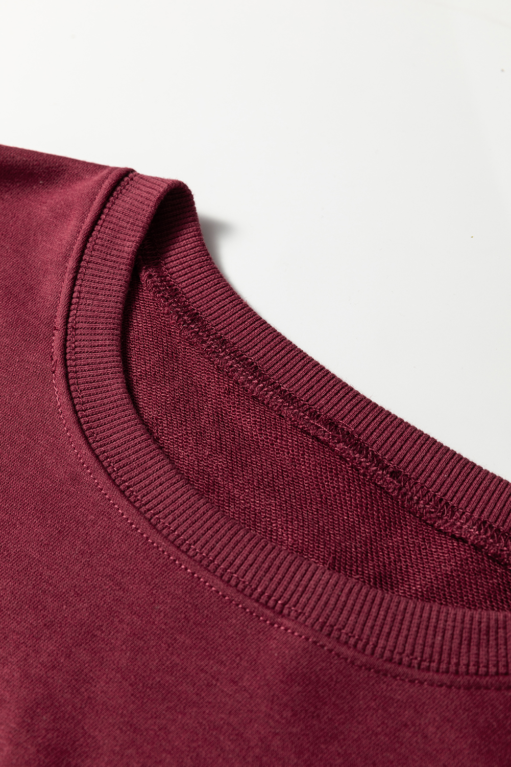 Red Sandalwood Plaid Colorblock Patchwork Sleeve Raw Seam Sweatshirt - Image 3