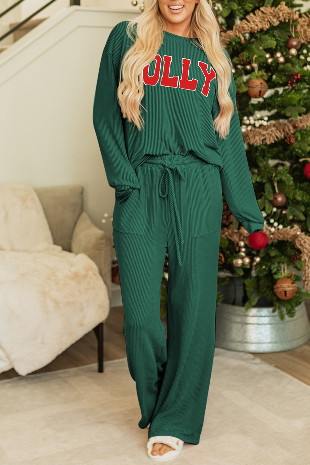 Evergreen JOLLY Corded Long Sleeve Top and Pockets Pants Set - Image 5