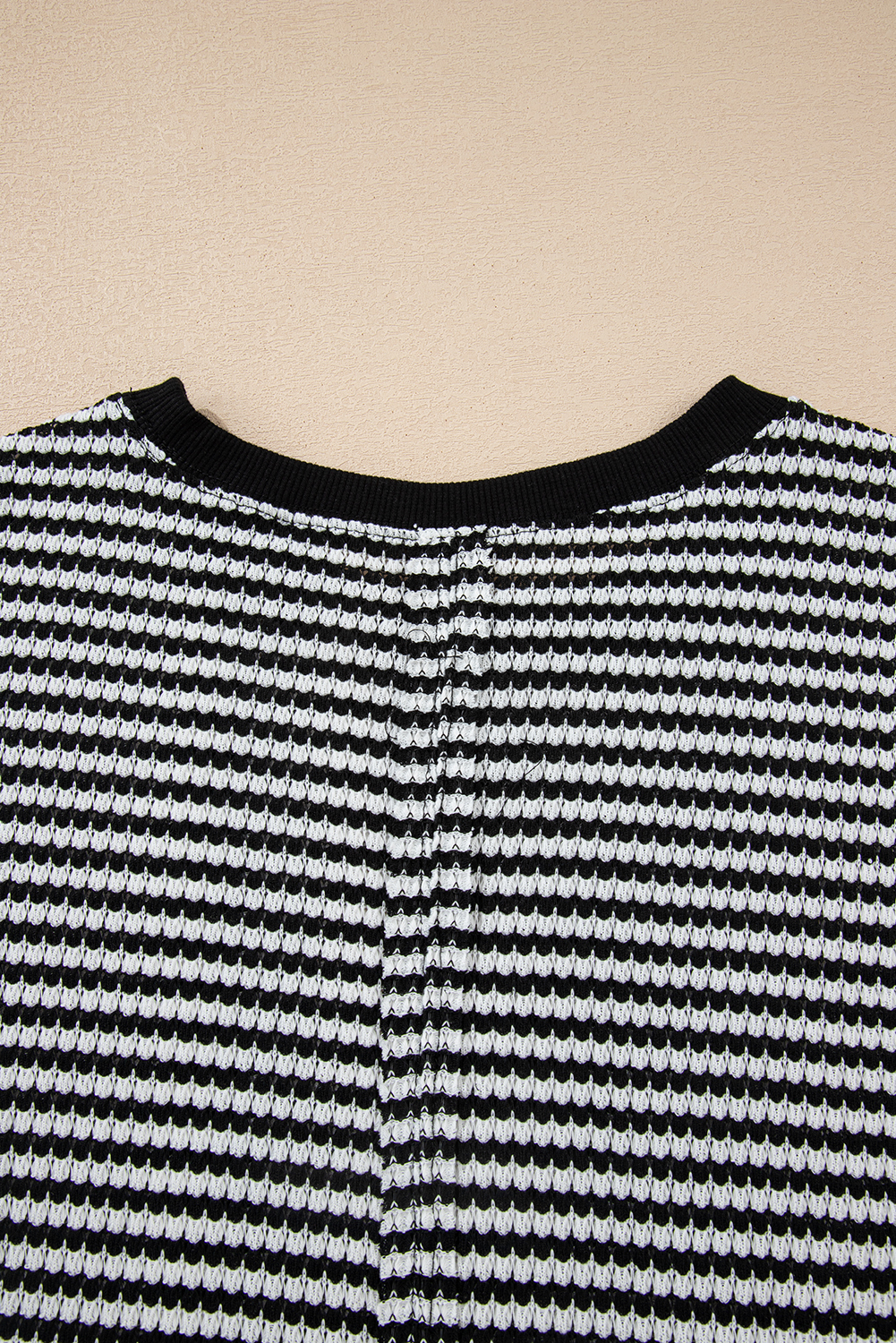 Black Stripe Ribbed Trim Drop Shoulder Long Sleeve Oversize Top - Image 6