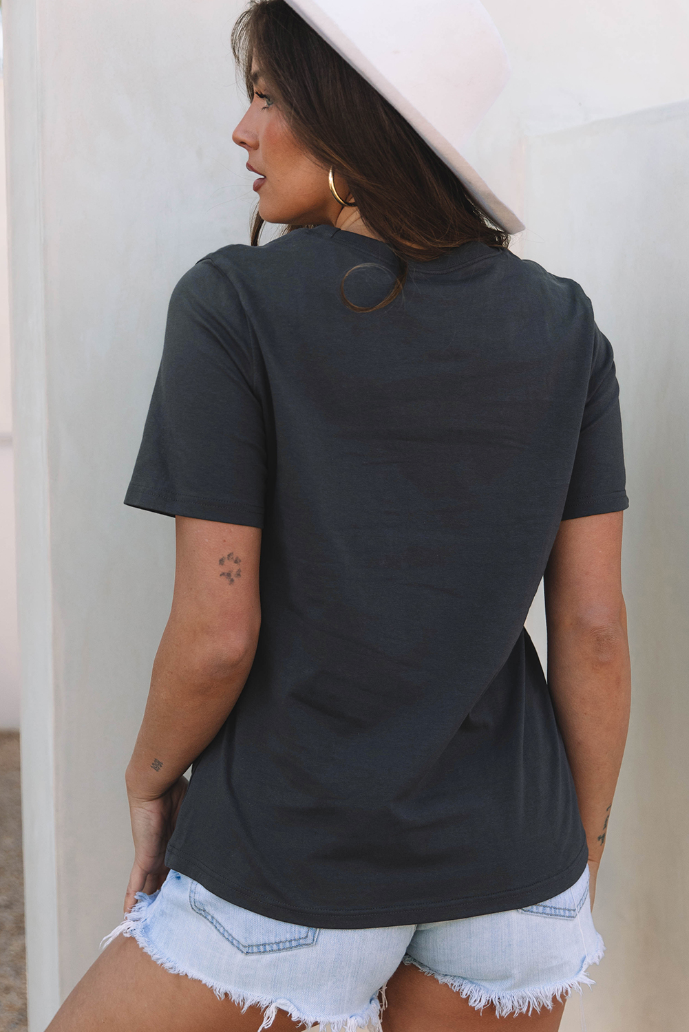 Dark Grey RISE WITH THE SUN Western Fashion Graphic Tee - Image 2