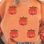 Orange Sequin Pumpkin Patched Twisted Rib Baggy Sweatshirt