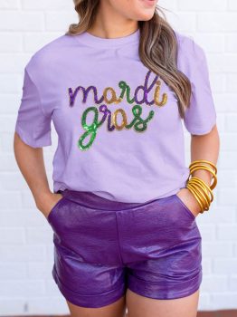 Wisteria Sequin mardi gras Graphic T Shirt