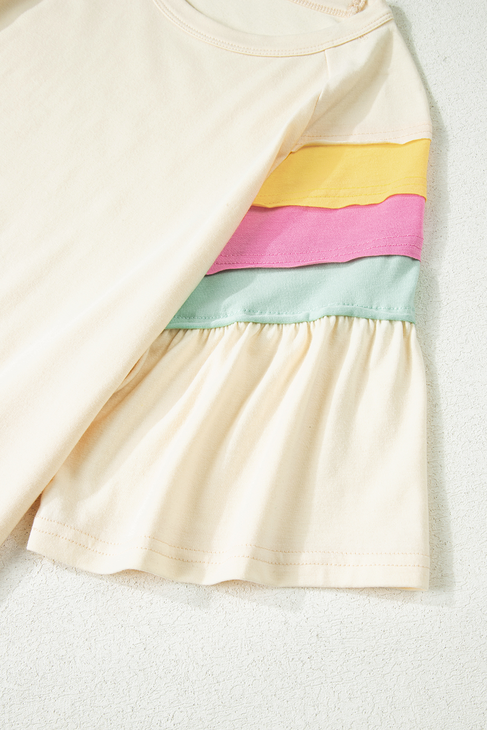 White Color Block Stitched Sleeve Loose T Shirt - Image 8