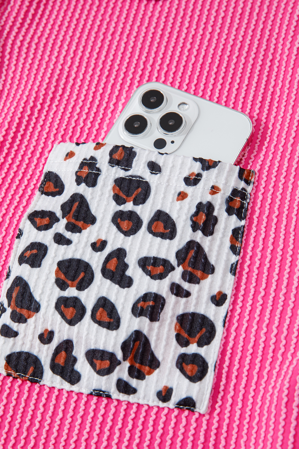 Rose Red Leopard Patched Twisted Ribbed Western Casual Shacket - Image 6