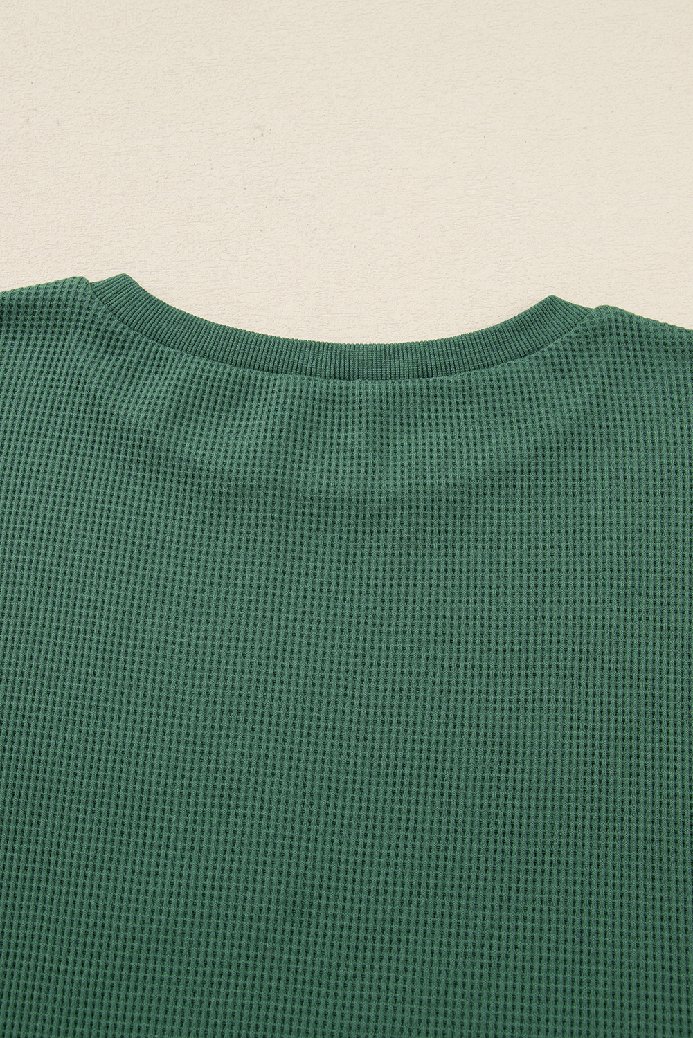 Evergreen Solid Color Raw Seam Patchwork Ribbed Drop Shoulder Sweatshirt - Image 7