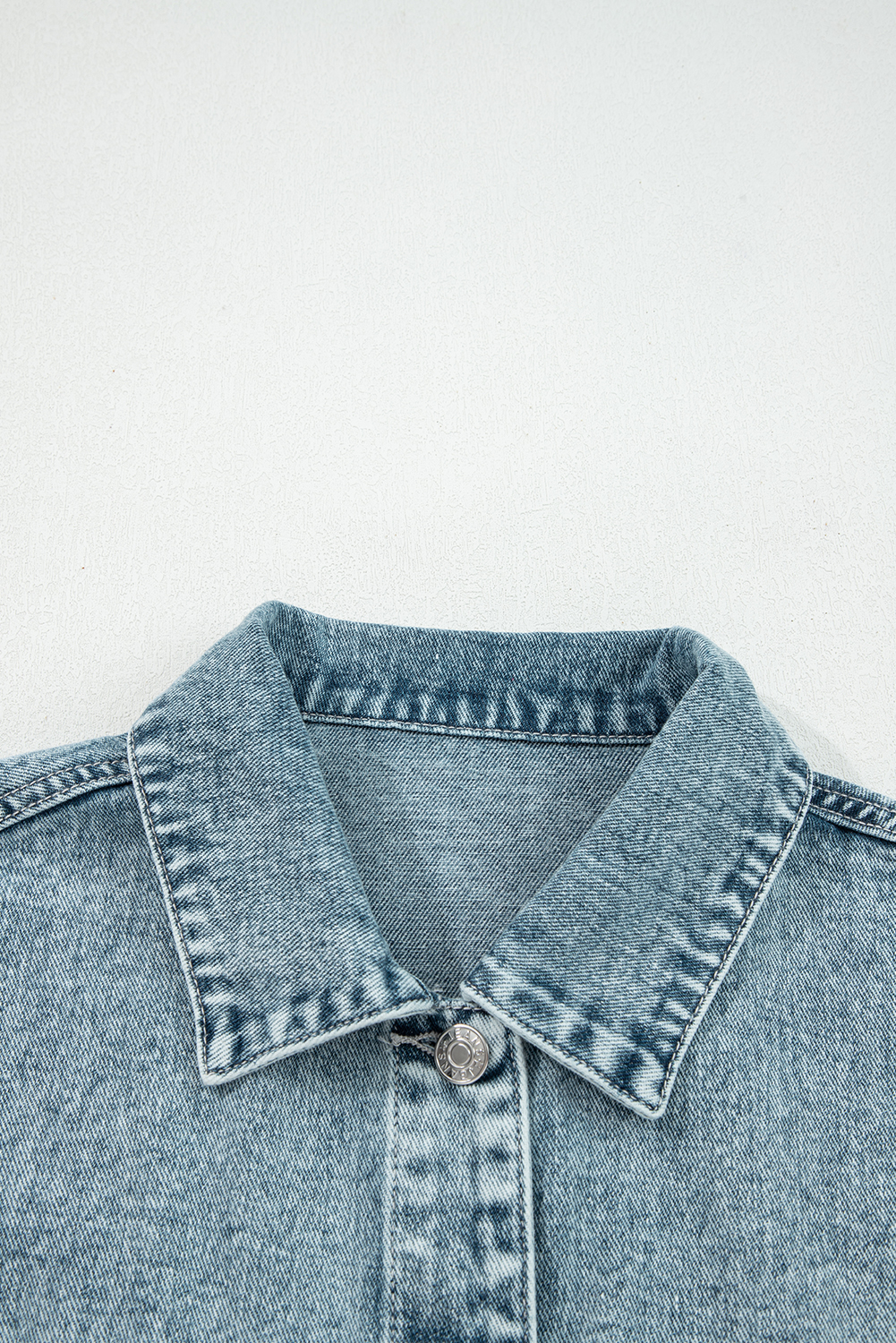 Myosotis Button Flap Pocket Frayed Detail Denim Vest - Image 8