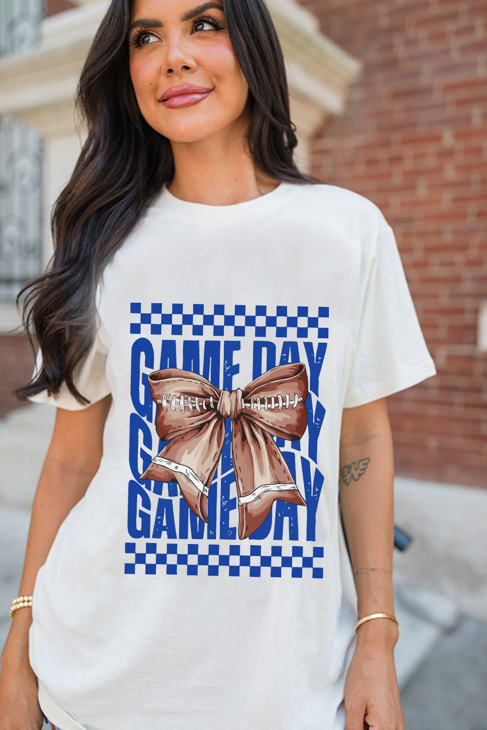White Rugby Bowknot GAME DAY Graphic Tee - Image 3