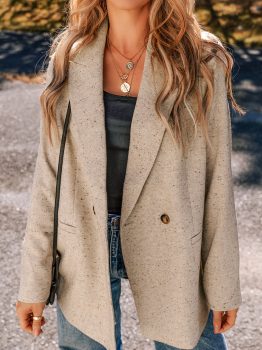 Oatmeal Single Breasted Elegant Suit Jacket