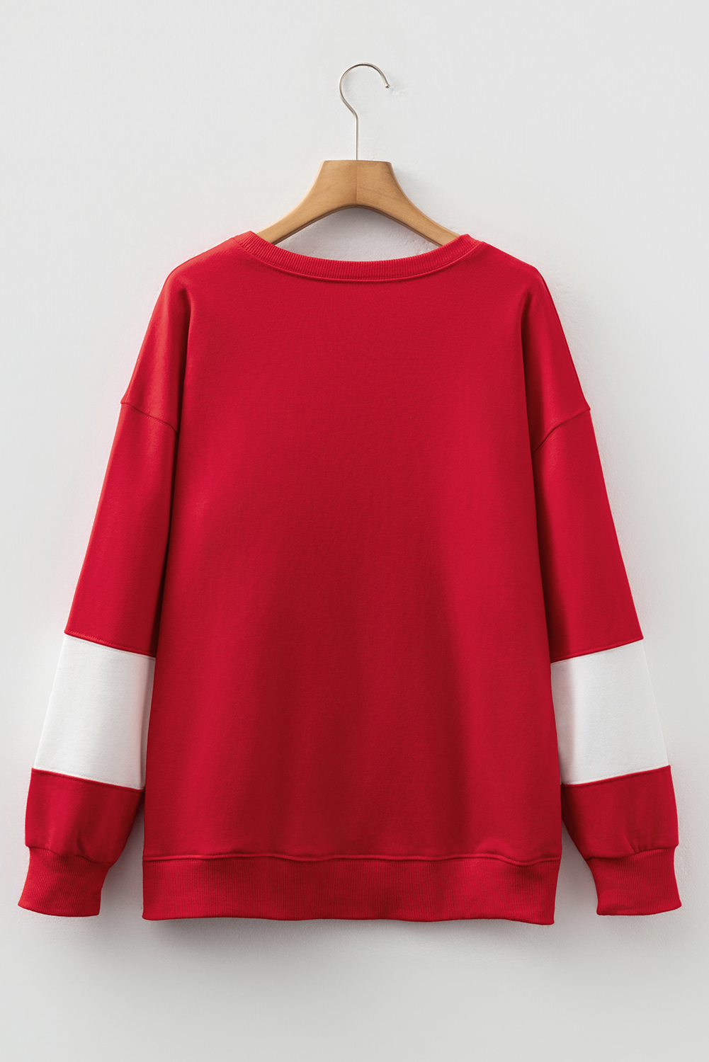 Fiery Red Colorblock Drop Shoulder Baggy Sweatshirt - Image 4