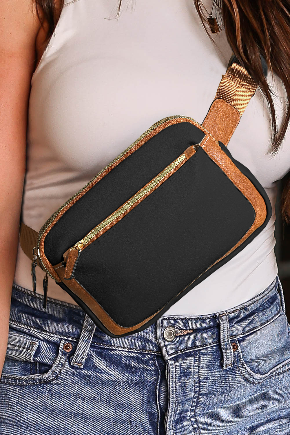 Black Adjustable Strap Mini PU Leather Crossbody Bag - Image 4