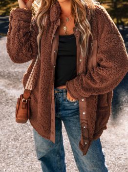 Red Clay Faux Shearling Teddy Bear Jacket