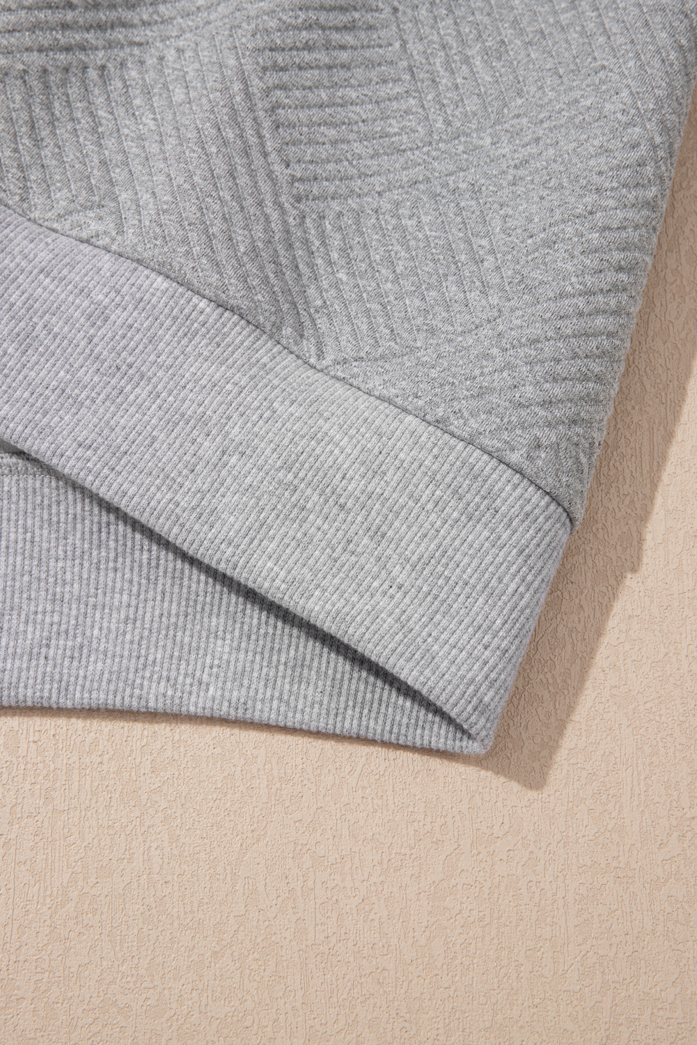 Medium Grey Trendy Textured Half Zip Loose Sweatshirt - Image 7