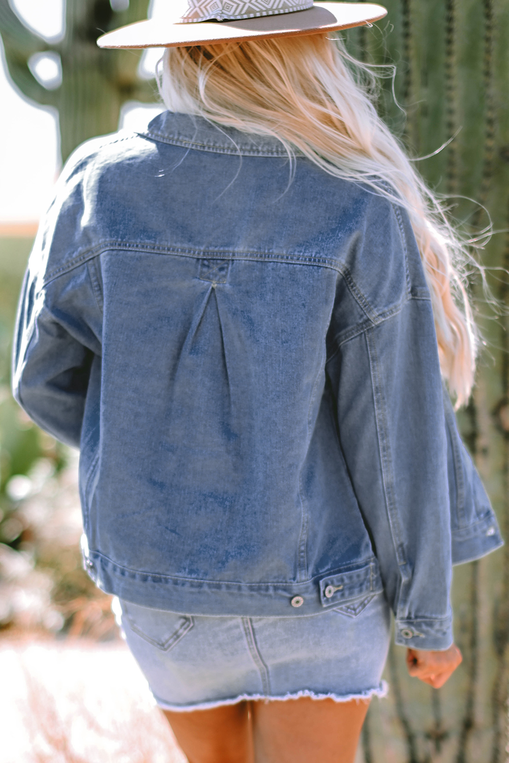 Wild Wind Washed Oversize Pocketed Denim Jacket - Image 2