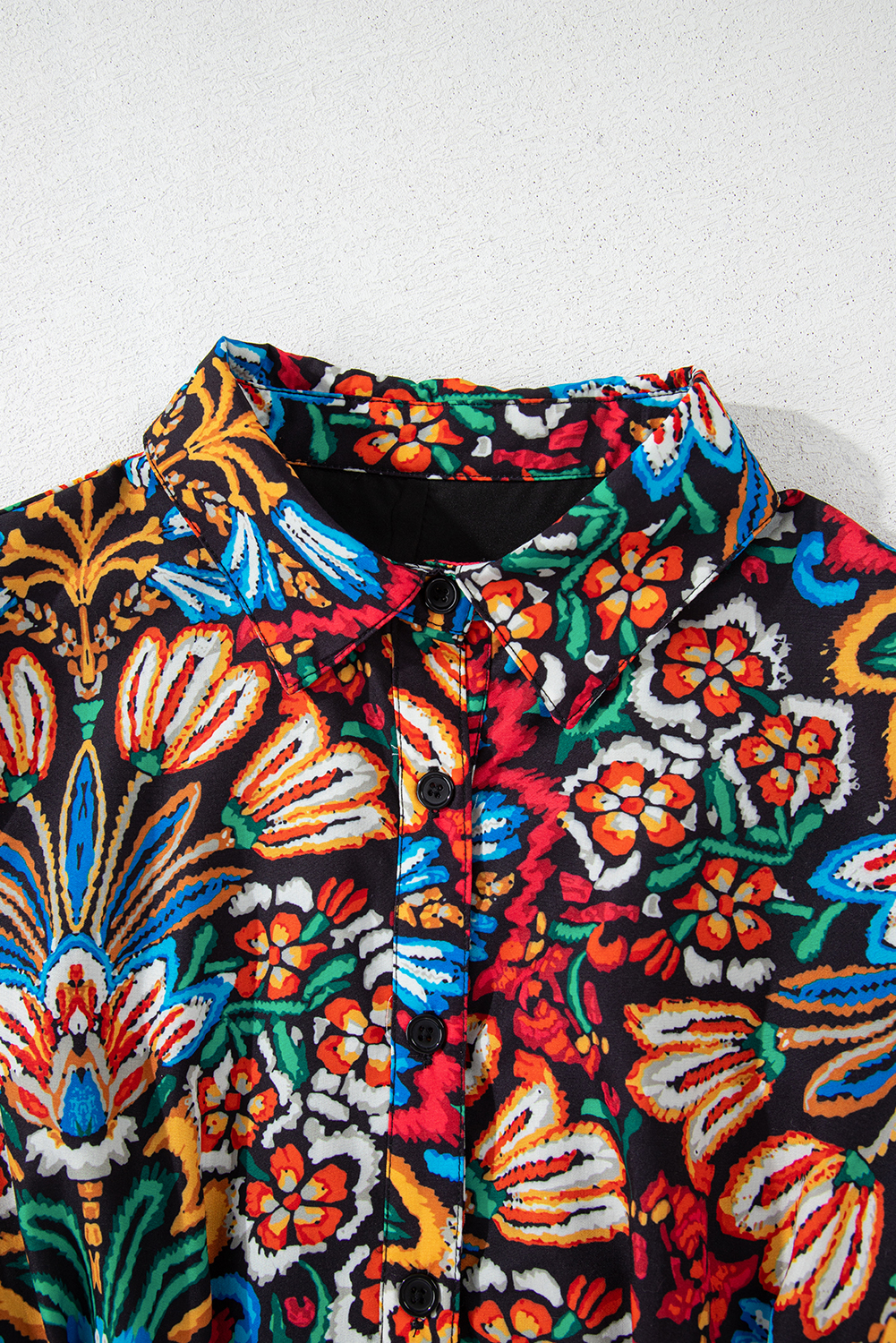 Multicolour Floral Puff Short Sleeve Shirt Mini Dress - Image 8