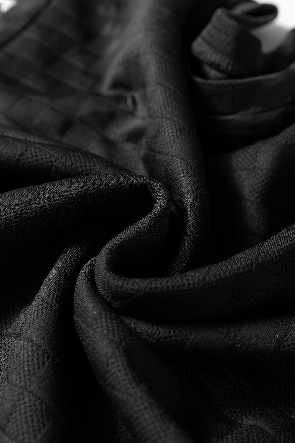 Black Plaid Textured Contrast Checkered Patchwork Long Sleeve Top - Image 7