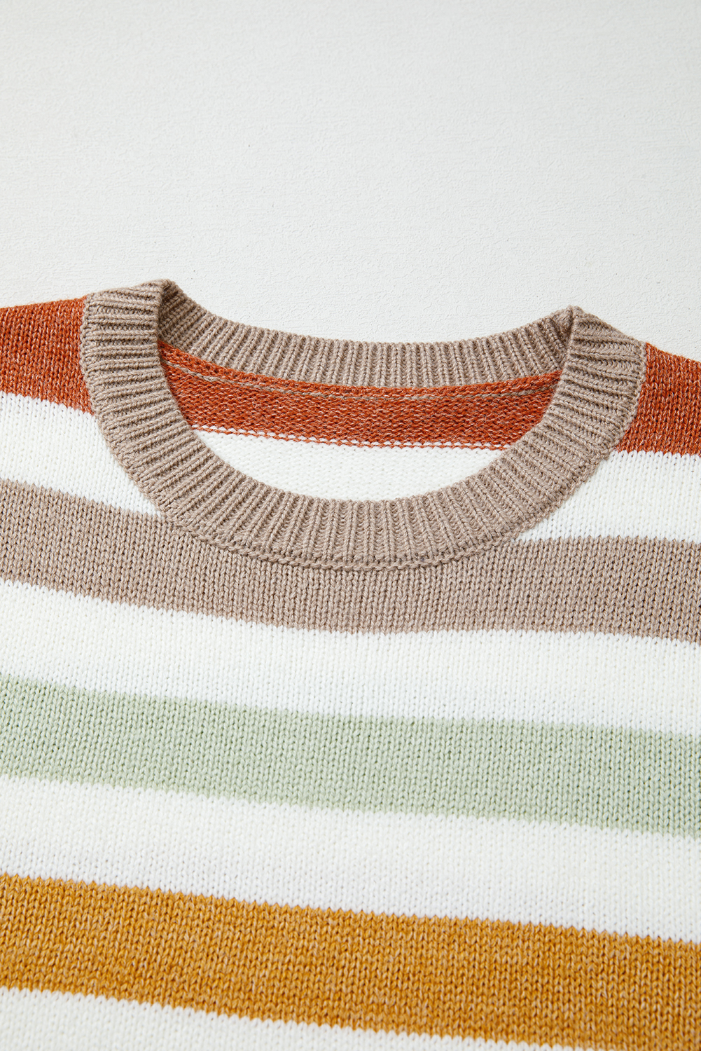 Multicolour Striped Colorblock Drop Shoulder Plus Size Sweater - Image 5