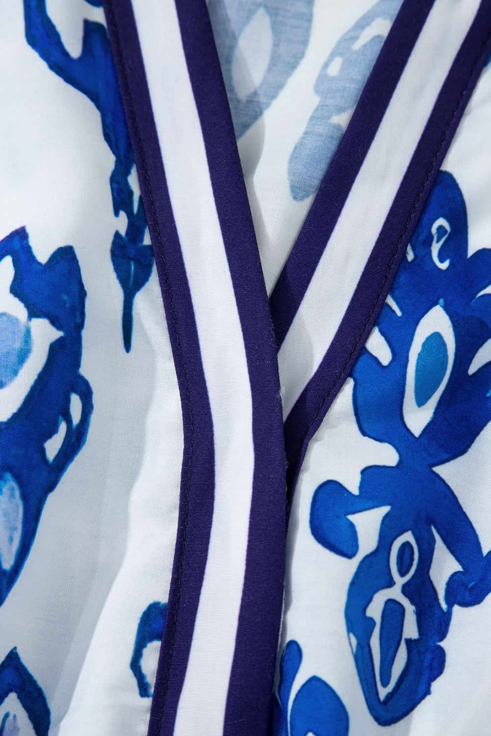 Blue Floral Puff Short Sleeve V Neck High Waist Maxi Dress - Image 7