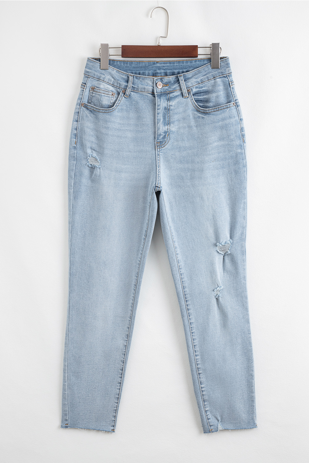 Beau Blue Mid Rise Ankle-Length Distressed Skinny Jeans - Image 3