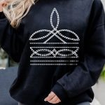 Black Western Pattern Print Round Neck Pullover Sweatshirt