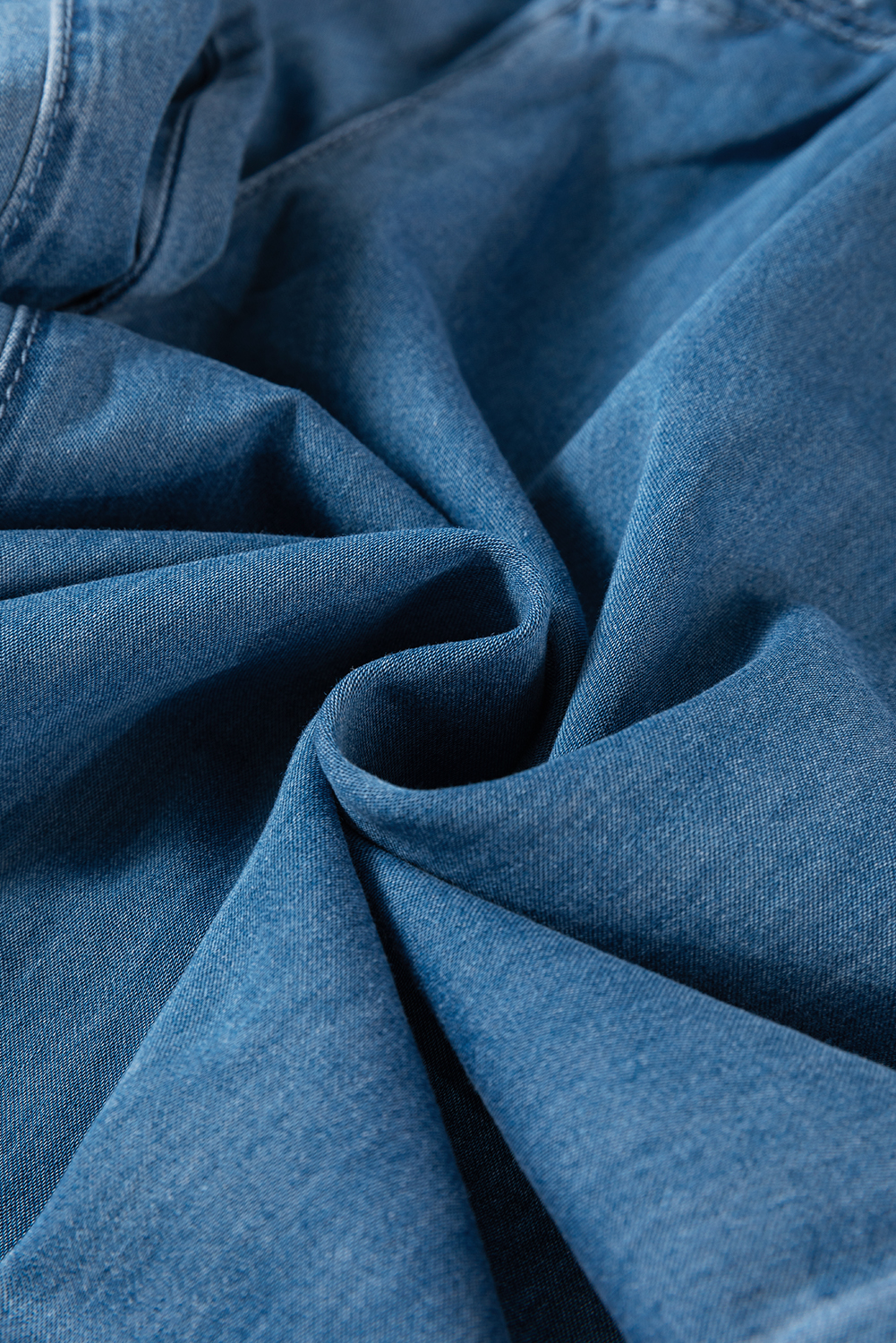 Dusk Blue Mineral Wash Button Fly Waist Wide Leg Jeans - Image 6