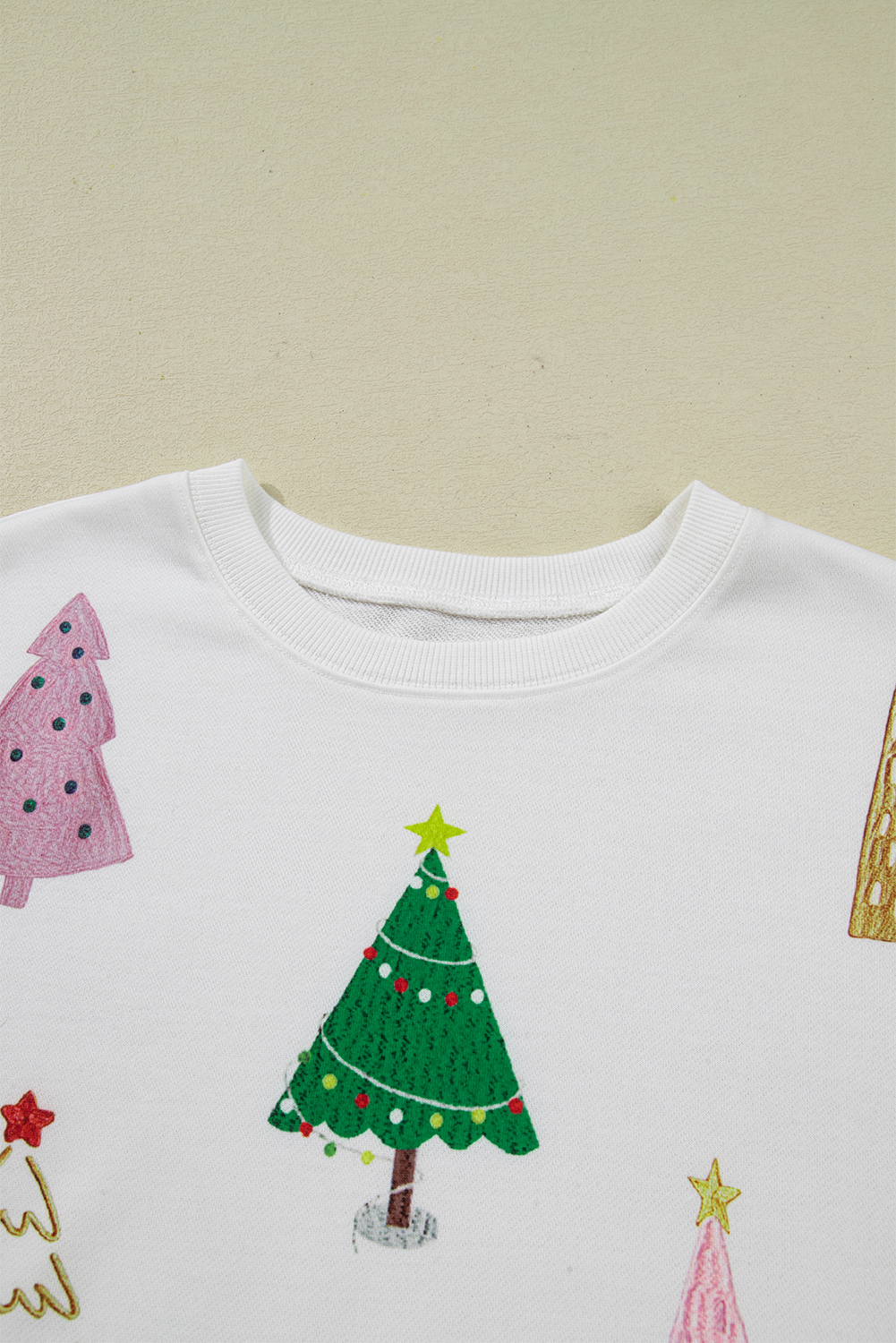 White Stripe Multi Christmas Tree Long Sleeve Top and Shorts 2pcs Lounge Set - Image 6