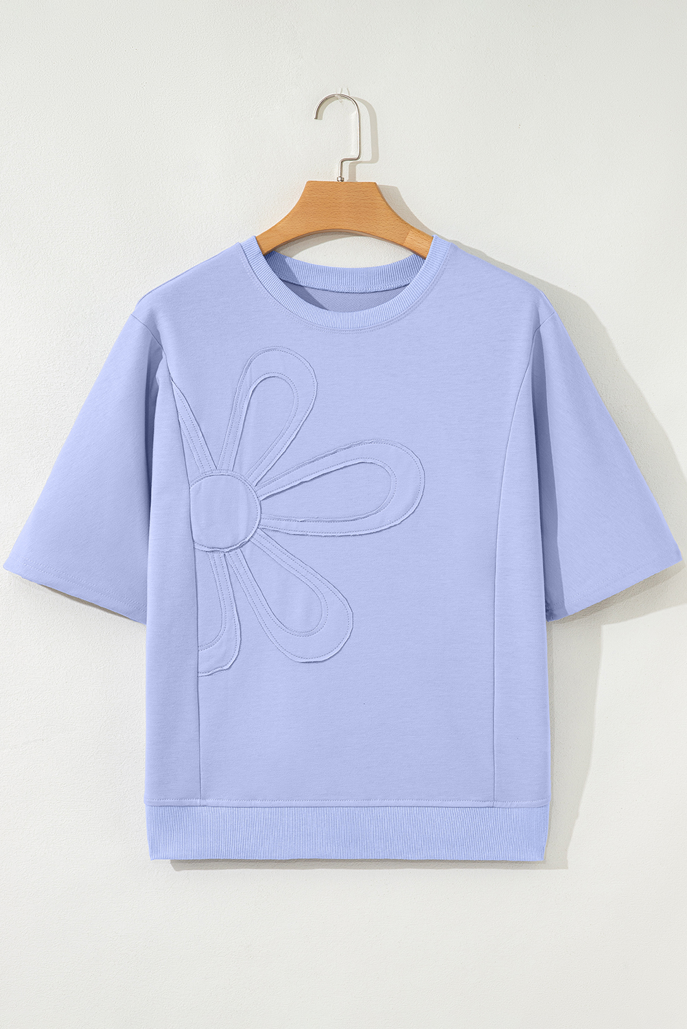 Beau Blue Floral Patched Half Sleeve Tunic Top - Image 4