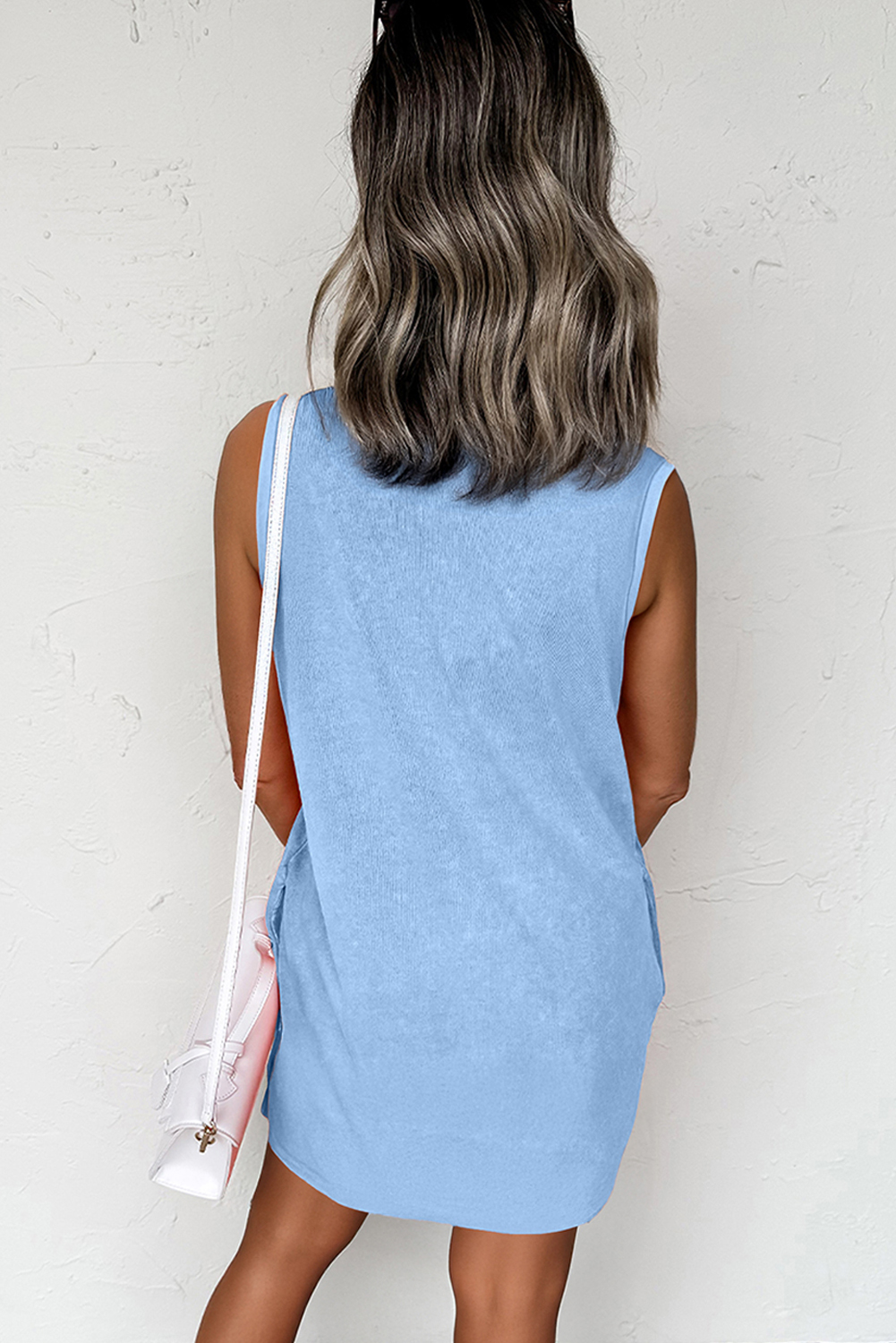 Beau Blue Mineral Wash Tank Mini Dress with Pockets - Image 2