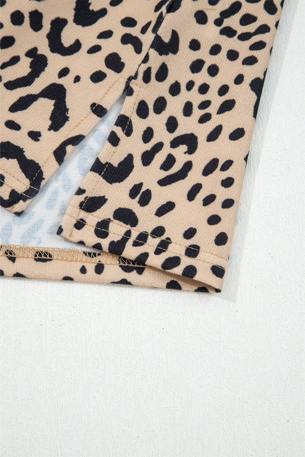 Khaki Leopard Print Long Batwing Sleeve Loose Top - Image 8