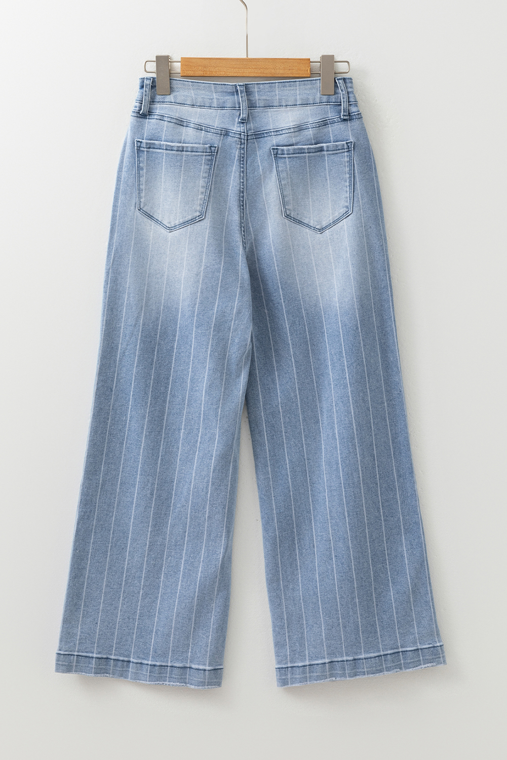 Beau Blue Multi Buttons Pinstripe Wide Leg Jeans - Image 6