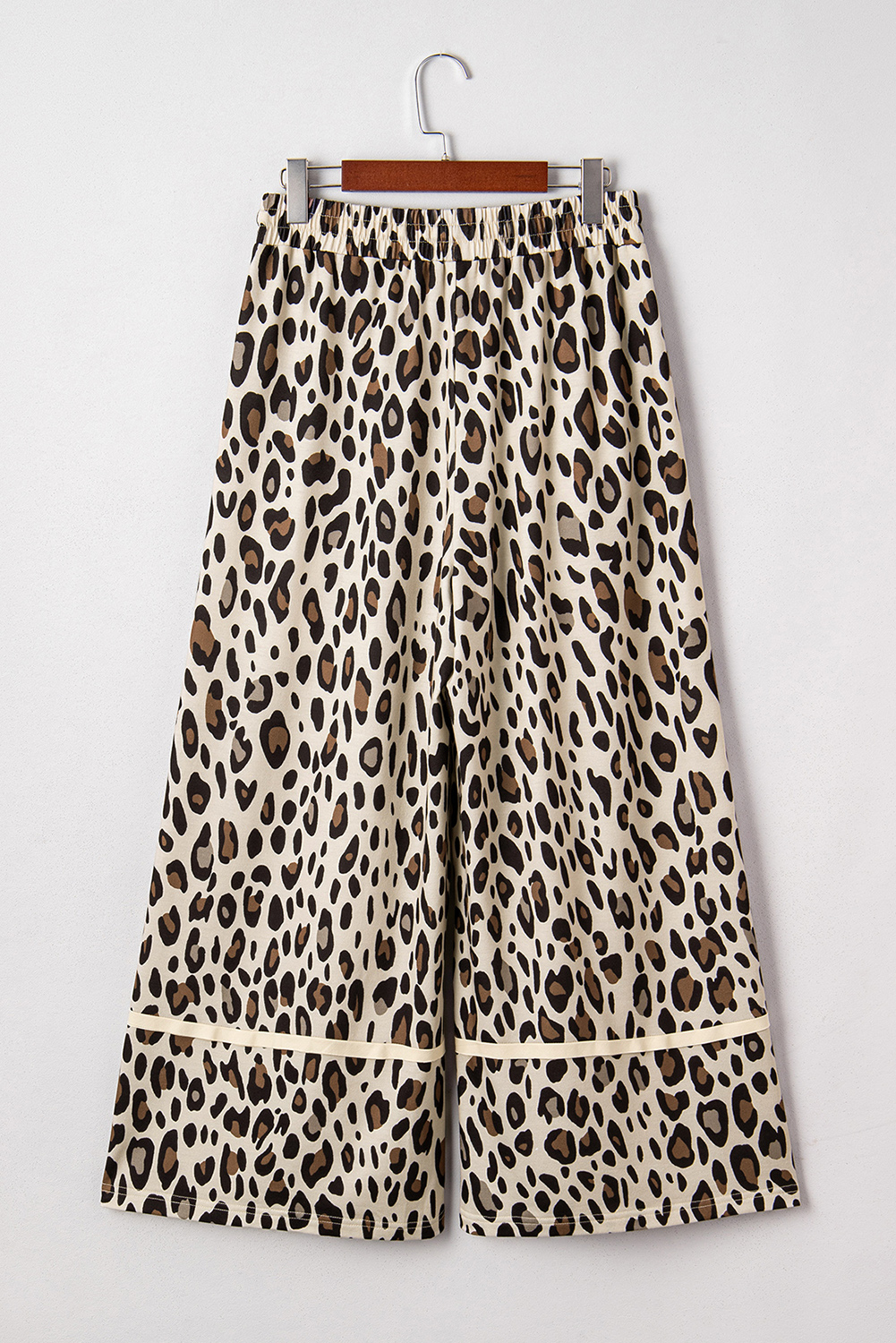 Khaki Leopard Wide Leg Cropped Pants - Image 5