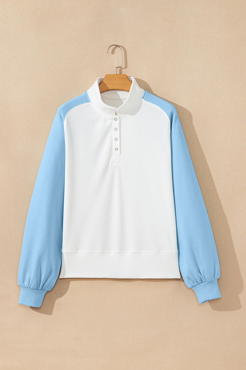Beau Blue Colorblock Snap Buttons Pullover Sweatshirt - Image 7