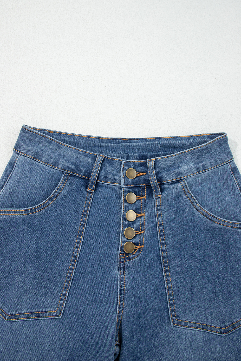 Ashleigh Blue Multi Buttons High Waist Wide Leg Jeans With Pockets - Image 5