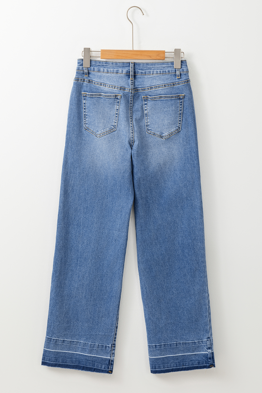 Sail Blue Raw Hem Unique Cuffs Straight High Rise Loose Jeans - Image 8
