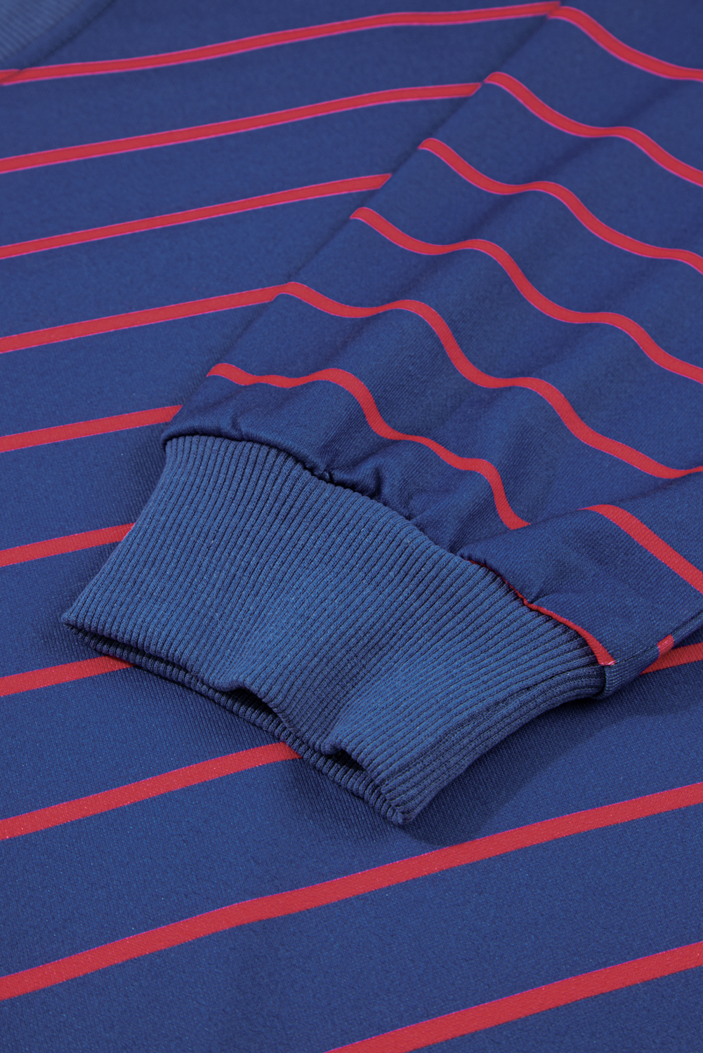 Blue Stripe Stylish Overlap Detail Drop Shoulder Pullover Sweatshirt - Image 8