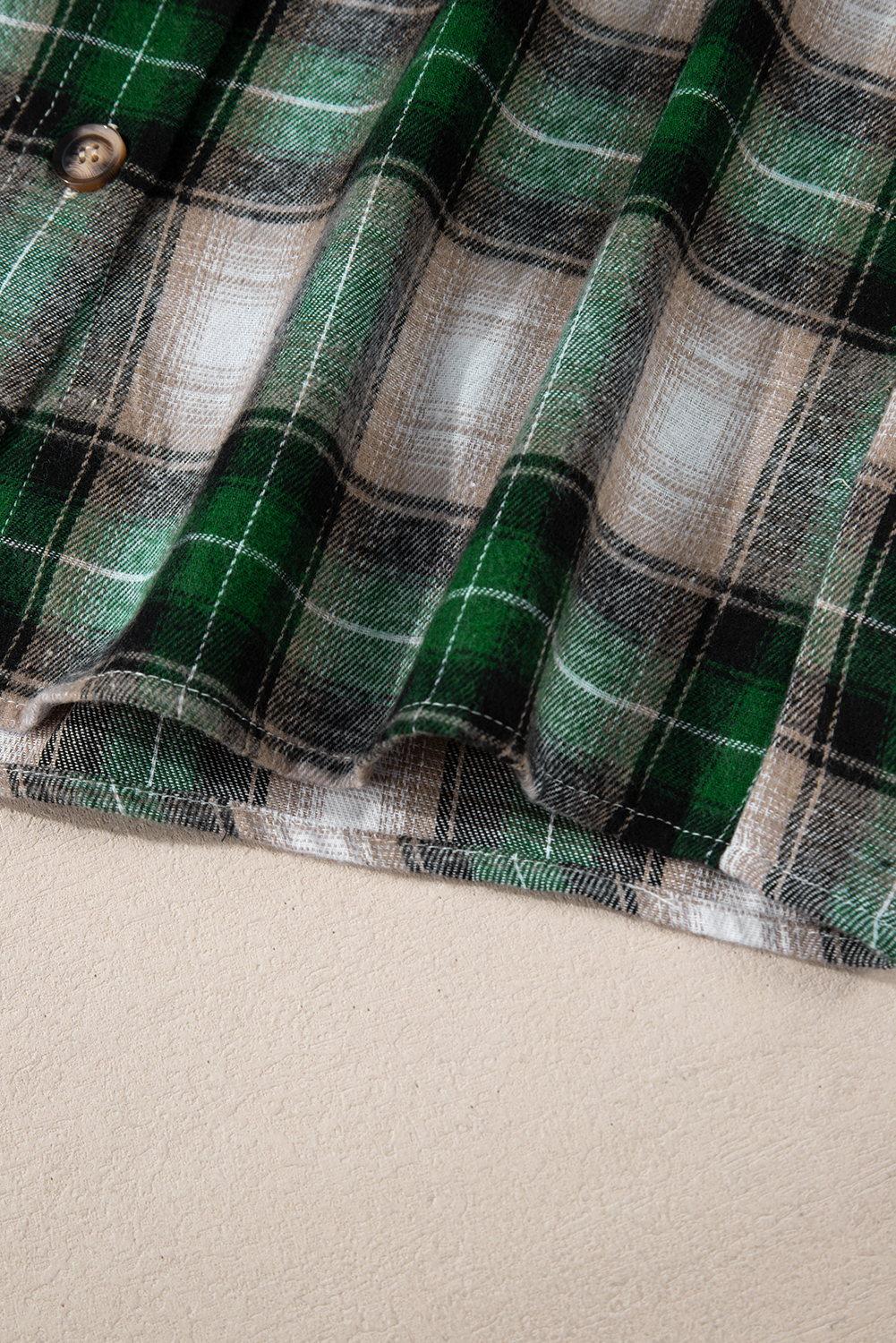 Green Plaid Print Chest Pocket Buttoned Hooded Shacket - Image 7