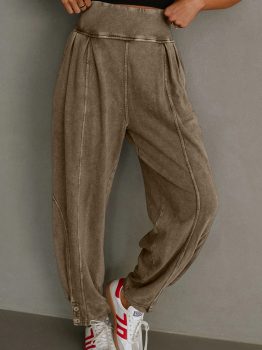 Elmwood Mineral Wash Jogger Style High Waist Casual Pants